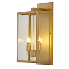 2-Light Brass Outdoor Wall Sconce With A Glass Shade