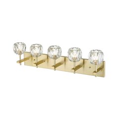 5-Light Gold Wall Sconce With Clear Crystal Shades