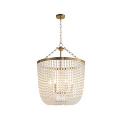 6-Light Gold Chandelier With Clear Beaded hanging Glass