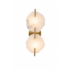 2-Light Brass Wall Sconce With Natural Alabaster Accents