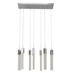 7-Light Chrome Island Lighting With A Clear Bubble Crystal