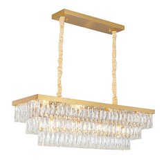 12-Light Gold Metal Chandelier With Clear Crystal
