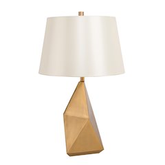 1-Light Gold Metal Table Lamp With A Drum Shade