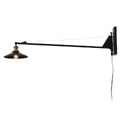 1-Light Black Wall Sconce With A Shade And Antique Brass Hardware
