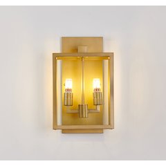 2-Light Brass Outdoor Wall Sconce With A Glass Shade