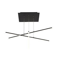 2-Light Matte Black Metal LED Chandelier With Selectable LED Color Temperature