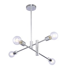 4-Light Chrome Pipe Arm Chandelier