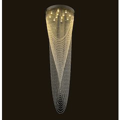 12-Light Chrome Stainless Steel Flushed Chandelier With Clear Crystals