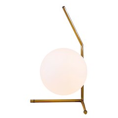 1-Light Brass Iron Table Lamp With A Milk White Glass Shade