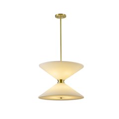 8-Light Satin Brass Pendant Lighting With White Frosted Glass Shades