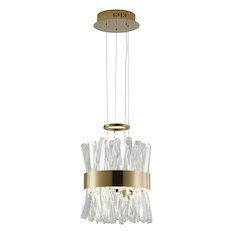 2-Light Gold LED Chandelier With Clear Crystals