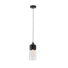 1-Light Matte Black Single Pendant With A Clear Glass Shade