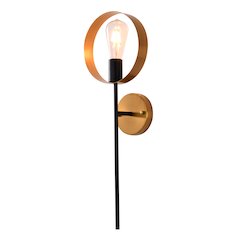 1-Light Black And Golden Bronze Metal Wall Sconce
