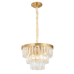 6-Light Gold Metal Chandelier With Clear Crystal