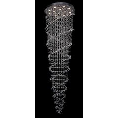 12-Light Chrome Chandelier With Clear Hanging Crystals