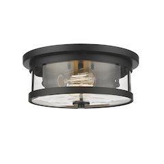 2-Light Black Flush Mount With A Clear Glass Shade