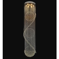 9-Light Chrome Chandelier With Clear Hanging Crystals And Beads