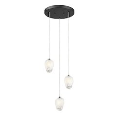 3-Light Black Chandelier With White Glass Shades