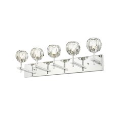 5-Light Chrome Wall Sconce With Clear Crystal Shades