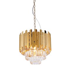8-Light Gold Stainless Steel Chandelier With Clear Crystals