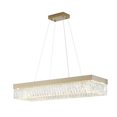 4-Light Gold Hairline LED Chandelier With Clear Crystals