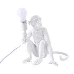 1-Light White Sitting Resin Monkey Table Lamp