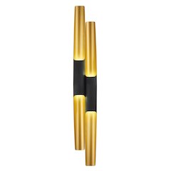 4-Light Black Tubed Wall Sconce With A Gold Interior