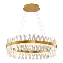 1-Light Gold Dimmable LED chandelier With Clear Crystal Accents