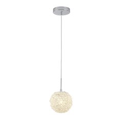 1-Light Chrome Steel Single Pendant With Clear Crystal Beaded Ball