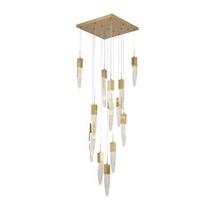 15-Light Gold Chandelier With A Clear iceberg bubble Crystal