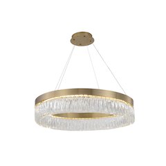 1-Light Gold LED Chandelier With Clear Crystal Accents