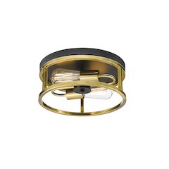 2-Light Black And Gold Metal Flush Mount