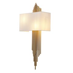 2-Light Antique Brass Rod Wall Sconce With A White Shade