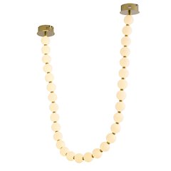 30-Light Brass LED Chandelier With White Acrylic Ball Shades