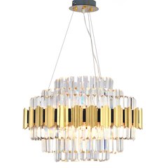 18-Light Gold Stainless Steel Chandelier With Clear Crystal Accents