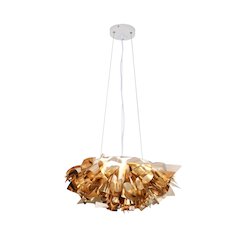 1-Light Shiny Gold Acrylic LED Chandelier With White hardware