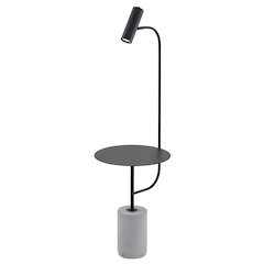 1-Light Matte Black Floor Lamp With A White Marble Base