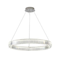 1-Light Chrome Steel LED Chandelier With Crystals