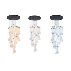 8-Light Satin Black Chandelier With Acrylic Crumbled Sheet Pendants