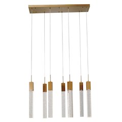 7-Light Gold Island Lighting With A Clear Bubble Crystal