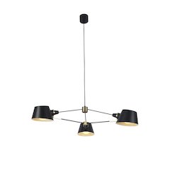 3-Light Black Iron Chandelier With Black Aluminum Shades