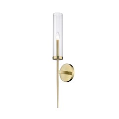 1-Light Gold Iron Wall Sconce With A Clear Glass Shade