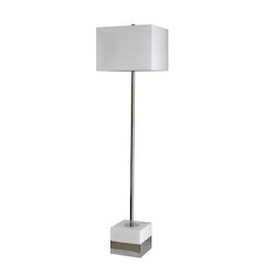 1-Light Polished Nickel Floor Lamp With A White Marble Base And A Shade
