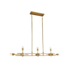 11-Light Matte Brass Metal Chandelier With Visible Bulbs
