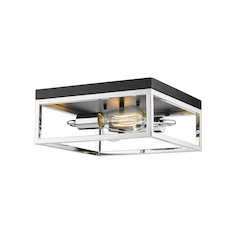 2-Light Black And Chrome Metal Flush Mount