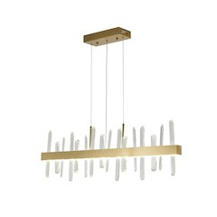1-Light Gold Stainless Steel LED Chandelier With Clear Crystals
