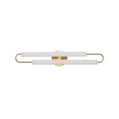 2-Light Satin Brass LED Wall Sconce With White Acrylic Shades