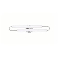 2-Light Chrome LED Wall Sconce With White Acrylic Shades