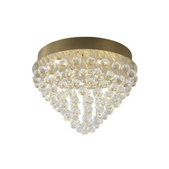 9-Light Gold Flush Mount With Clear Crystals