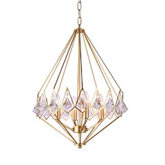 4-Light Gold Metal Chandelier With Clear Crystal Accents